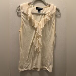 Jones New York Cream Ruffled Blouse